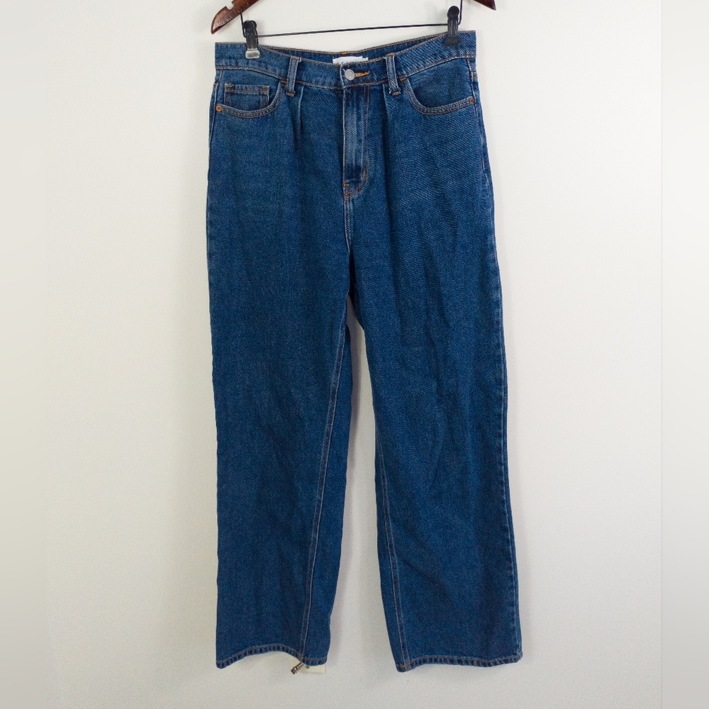Cello High Rise Pleated Wide Leg Jeans Size 11 Dark Wash 100% Cotton
